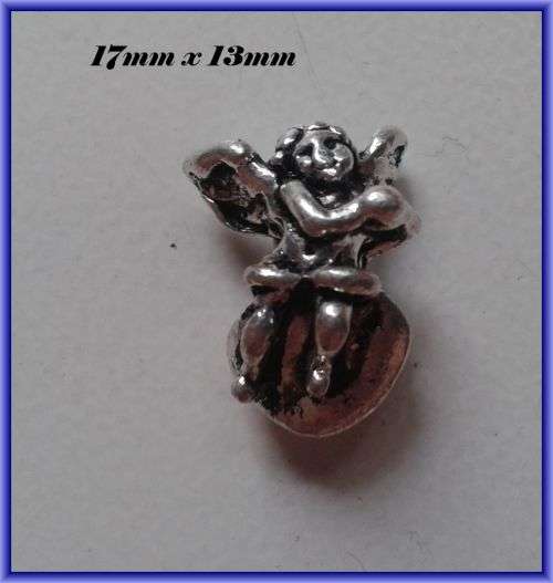 Cupid Metal Bead, 17mm x 13mm - Pack of 5.