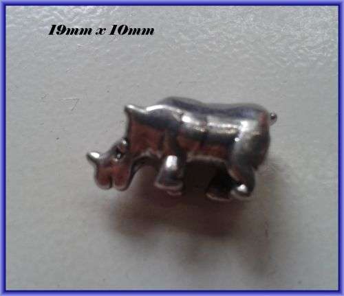 Rhino Metal Bead, 19mm x 10mm - Pack of 5.