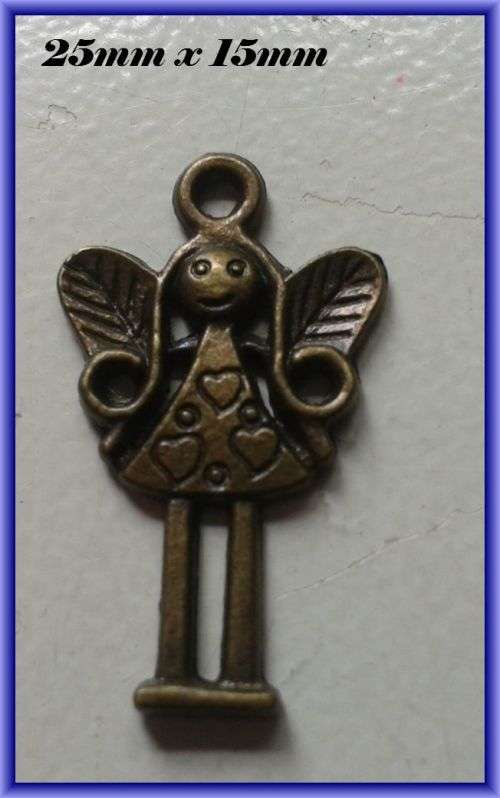 Angel Bronze Charm, 25mm x 15mm  - Pack of 5.