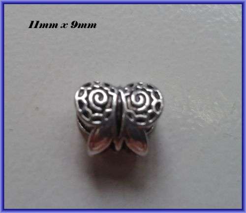 Butterfly Metal Bead, 11mm x 9mm - Pack of 5.