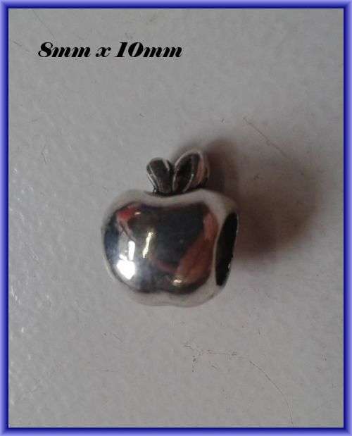 Apple Metal Bead, 10mm x 8mm - Pack of 5.