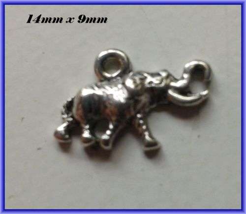 Elephant Charm, 14mm x 9mm  - Pack of 4.