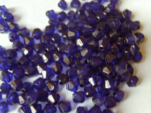 Dark Blue Acrylic Bicones, 4mm - Pack of 100.