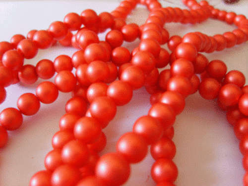 Frosted Rose Glass Pearls, 8mm -Pack of 20.