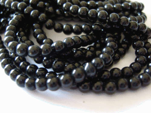 Black Glass Rounds, 6mm - Pack of 20.