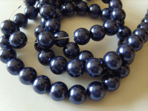 Midnight Blue Glass Pearls, 8mm - Pack of 20.
