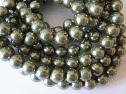 Green Glass Pearls, 8mm - Pack of 20.