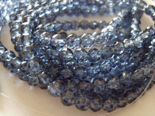 Dark Blue Round Facet Crackle Glass, 6mm - Pack of 20.