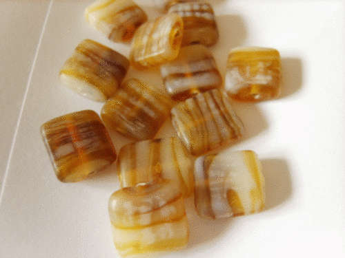Caramel Swirl  Indian Glass Squares - Pack of 10.