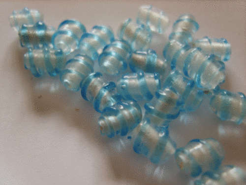 Light Blue Glass Fancy Spiral Beads, +/-6mm  - Pack of 10