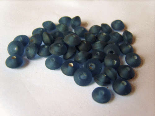 Frosted Dark Blue Disc Indian Glass - Pack of 20.