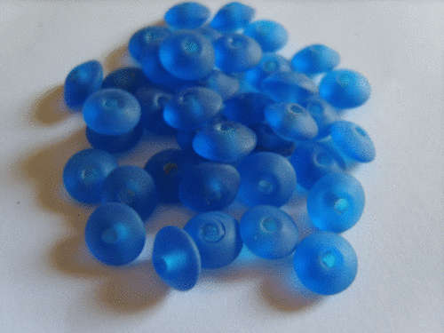 Frosted Bright Blue Disc Indian Glass - Pack of 20. REDUCED TO CLEAR!