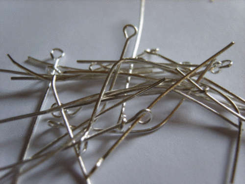 Silver - Tone Eyepins, 40mm - Pack of 100.