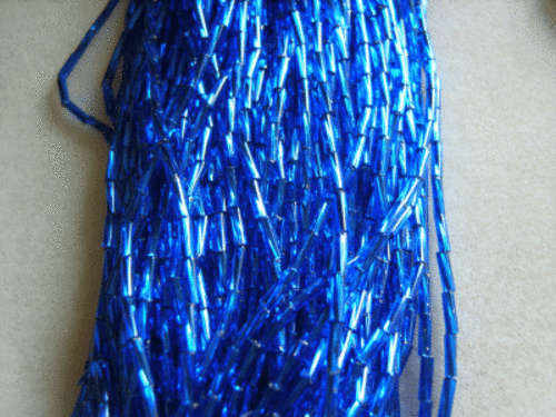 Blue Bugle Czech Seed Beads, - Per String (Approx.78)
