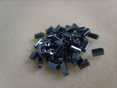 Black Lustre Czech Bugle Beads,+/- mmx3mm - 10g (Approx.170)