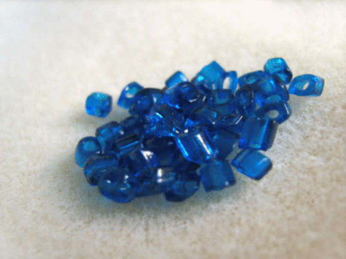 Blue Czech Square Beads,+/- 4mmx4mm - 15g (Approx.155)