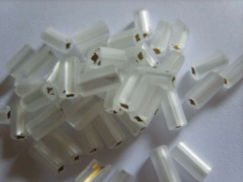 White Czech Rectangle Beads with MOP shimmer,+/- 5mmx4mm - 10g (Approx.85)