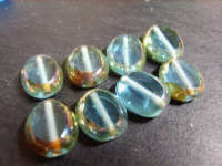 Oval Mirror Bead, Blue with Gold Rim,15mm - Pack of 5.