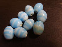 Opaque Light Blue Oval With Blue Stripe, 12mmx9mm - Pack of 5.