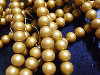 8mm GOLD FROSTED GLASS PEARLS - PER STRING. ( +/- 55 per string)