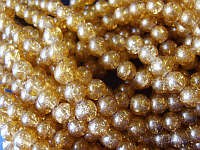 COPPER CRACKLE GLASS ROUNDS, 8mm - PER STRING ( +/- 52 per string)