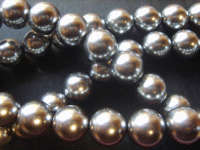16mm SILVER GLASS PEARLS - PER STRING ( +/- 27 per string)
