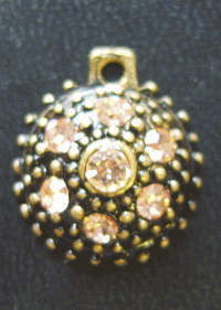 20mm Bronze Metal Pendant With Topaz Rhinestone Inlay - Sold Individually.