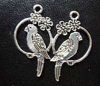 Nickle Bird Charms, 34mm X 20mm- Pack of 5.