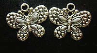 Nickle Butterfly Charms, 27mm X 30mm- Pack of 5.