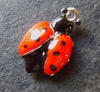 Lady Bug Cloisonne Charms, 15mm - Sold Individually.