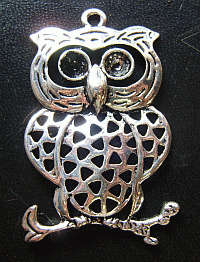 Nickle Owl Pendant, 57mm - Sold Individually.