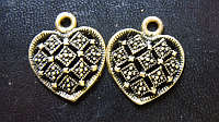 Bronze Metal Heart Charm, 27mm X 25mm - Pack of 5.