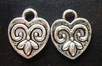 Silver Metal Heart Charm, 30mm X 25mm - Pack of 5.