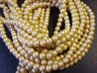 Frosted Champagne Glass Pearls , 6mm - Pack of 50.
