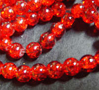 Red Crackle Glass Rounds, 8mm - Pack of 20.