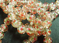 Clear Crackle with Green and Red  Fleck, 8mm - Pack of 20.