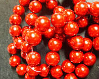 Deep Red Glass Pearls, 12mm - Pack of 10.