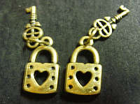 Bronze Lock and Key Charms- Pack of 5 pairs.