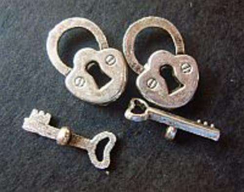 Nickle Lock And Key Toggle Clasp - Pack of 10.