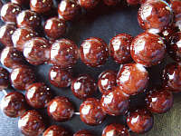 Dark Brown Marble Glass Rounds  , 10mm - Pack of 20.