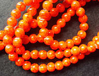 Orange Marble Glass Rounds  , 10mm - Pack of 20.