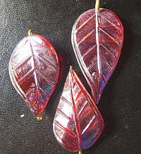 Deep Purple  Indian Glass Leaf Pendant - Sold individually.