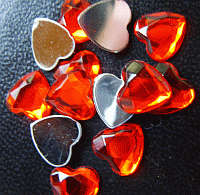 Red Acrylic Rhinestone Hearts - Pack of 50.