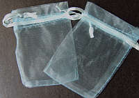 Light Blue Organza Bags, 10cm X 10cm - Sold Individually.