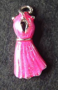 Pink Dress Cloisonne Charms, 25mm - Sold Individually.