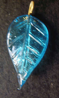 Turquoise Indian Glass Leaf Pendant - Sold individually.