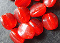 Red Indian Glass Triangles, 10mm - Pack of 5.