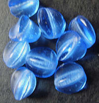 Blue Indian Glass Triangles, 10mm - Pack of 5.