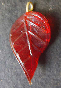 Red Indian Glass Leaf Pendant - Sold individually.