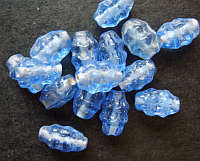 Blue Ribbed Ovals, +/-  11mm X 8mm- Pack of 20.